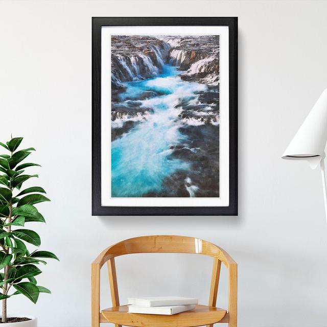 Waterfalls in Iceland - Picture Frame Graphic Art East Urban Home Size: 65cm H x 48cm W x 2cm D, Frame Option: Black on Productcaster.