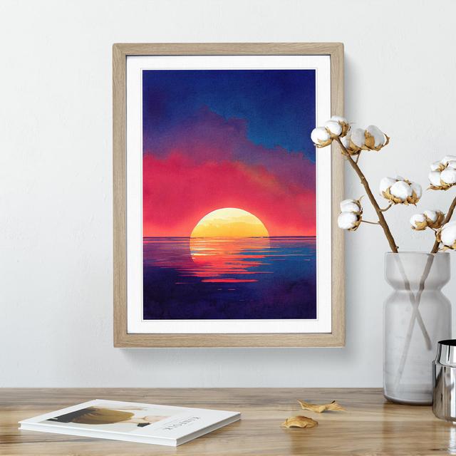 Ocean Sunset Watercolour No.10 - Single Picture Frame Print 17 Stories Format: Oak, Size: 46cm H x 34cm W on Productcaster.