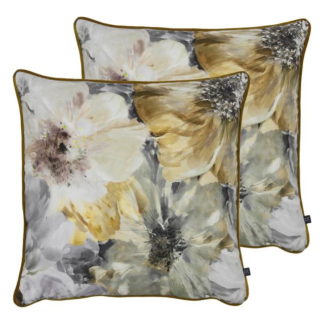 Aube Cotton Cushion with Filling (Set of 2) Rosalind Wheeler Colour: Amber, Fill Material: Feather on Productcaster.