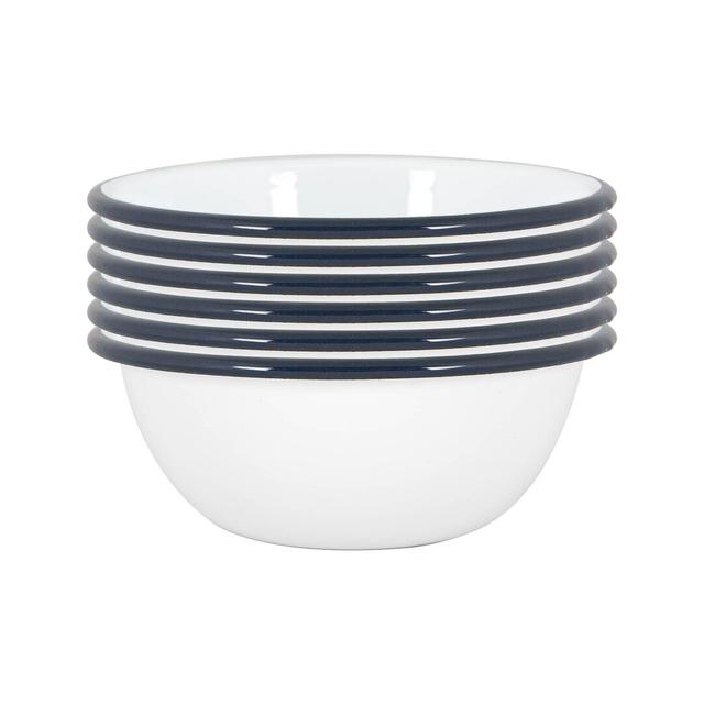 Argon Tableware - White Enamel Bowls - 16cm (Set of 6) Argon Tableware Colour: Blue on Productcaster.