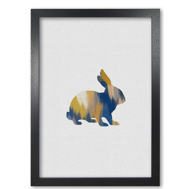 Rabbit Blue & Yellow - Print East Urban Home Format: Black Grain Frame, Size: 85 cm H x 60 cm W x 5 cm D on Productcaster.