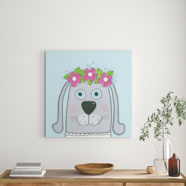 "Dog with Flowers" by Tatijana Lawrence Painting Print on Wrapped Canvas East Urban Home Size: 81cm H x 81cm W x 3.81cm D on Productcaster.