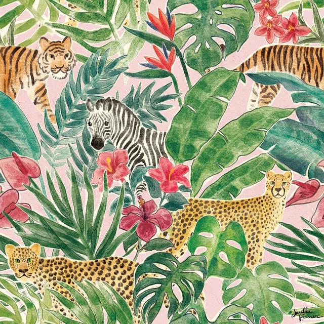 Jungle Vibes Step 01B by Janelle Penner - Wrapped Canvas Painting Bay Isle Home Size: 122cm H x 122cm W on Productcaster.