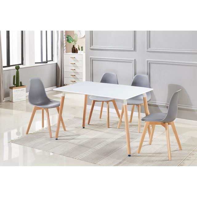 Tott and Eling 4 - Person Dining Set Norden Home Colour (Table Top): White, Colour (Chair): Grey on Productcaster.