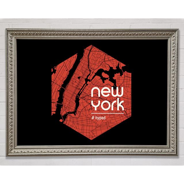 Karte von NYC - Drucken Williston Forge Größe: 59,7 cm H x 84,1 cm B x 3 cm T, Format: Poster mit silberfarbenem Rahmen on Productcaster.