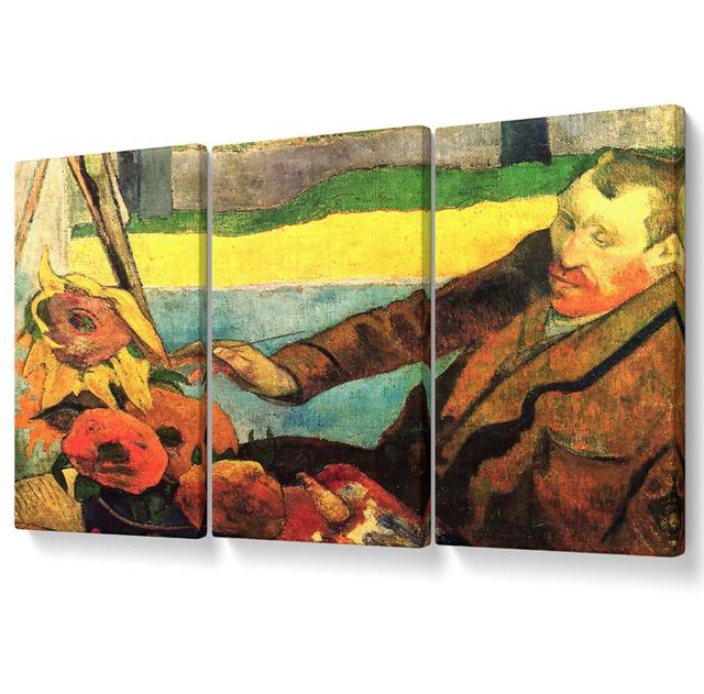 Sunflowers by Paul Gauguin - 3 Piece Wrapped Canvas Graphic Art Rosalind Wheeler Size: 101.6cm H x 203cm W on Productcaster.