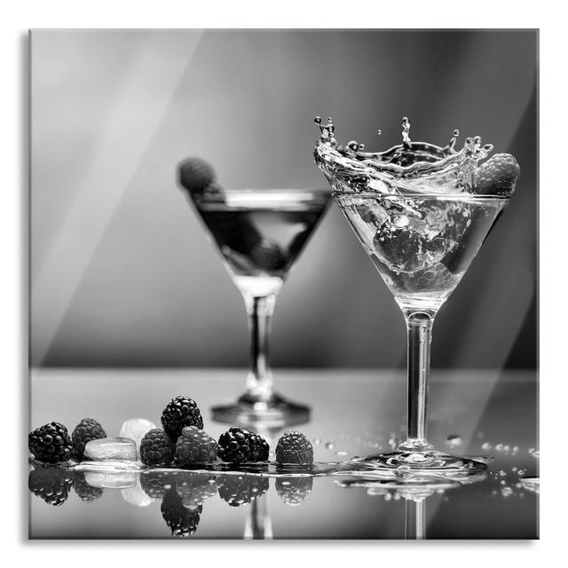 Cool Cocktails - Unframed Graphic Art on Glass Brayden Studio Size: 70cm H x 70cm W x 0.4cm D, Colour: Grey/Black on Productcaster.