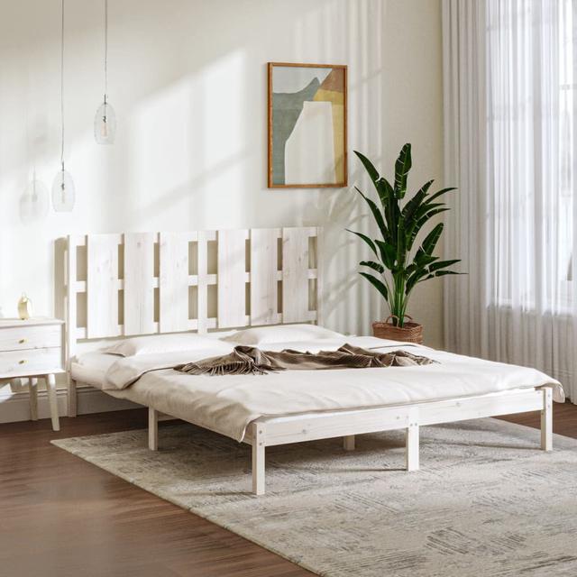 Bed Frame Solid Wood Ebern Designs Colour: White, Size: Kingsize (5') on Productcaster.