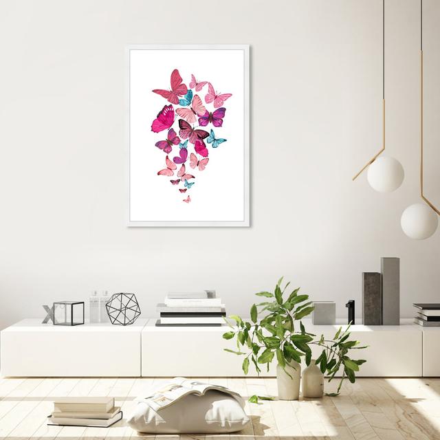 Feminine Butterfly Wings Collection - Picture Frame Graphic Art Oliver Gal Size: 91.44cm H x 60.96cm W, Format: White Framed on Productcaster.