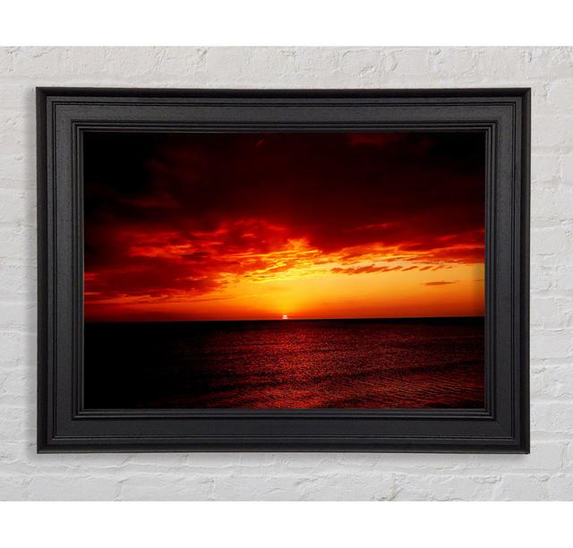 Red Night Fall Over Ocean Framed Print House of Hampton Size: 59.7cm H x 84.1cm W x 8cm D, Format: Black Framed Paper on Productcaster.