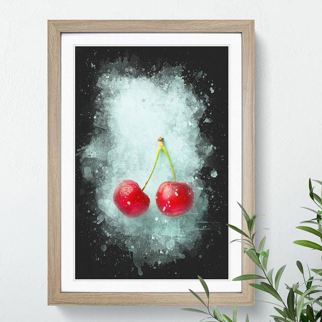 Two Cherries - Picture Frame Graphic Art East Urban Home Frame Option: Oak, Size: 48cm H x 36cm W x 2cm D on Productcaster.