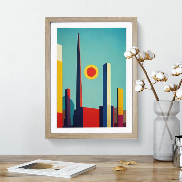 City Skyline Abstract No.6 - Picture Frame Graphic Art 17 Stories Size: 46cm H x 34cm W x 2cm D, Frame Colour: Oak on Productcaster.