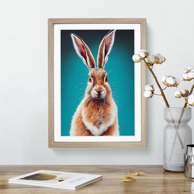 XC1022-2403X Hare Portrait No.2 - Wrapped Canvas Graphic Art Brambly Cottage Size: 46cm H x 34cm W x 2cm D, Format: Oak Framed on Productcaster.