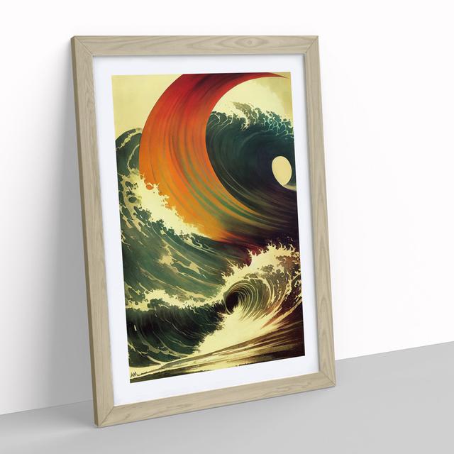 Unique Ocean Wave House of Hampton Size: 48cm H x 36cm W, Format: Oak Picture Frame, Matte Colour: White on Productcaster.