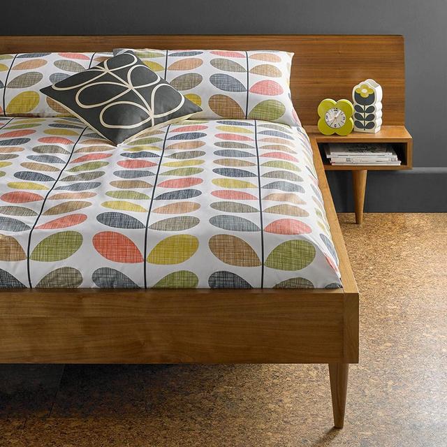 Orla Kiely Scribble Stem Duck Egg King Duvet Cover Orla Kiely Size: Double Duvet Cover, Colour: Orange/Green/Brown on Productcaster.