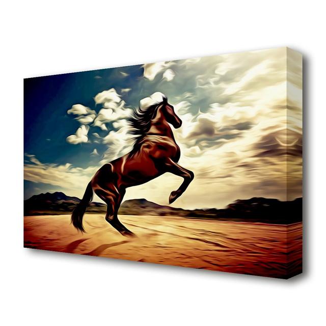 Rising Horse Wild Life - Wrapped Canvas Graphic Art Print East Urban Home Size: 50.8 cm H x 81.3 cm W on Productcaster.