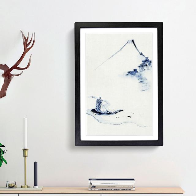 Boat on a River by Mount Fuji by Katsushika Hokusai - Picture Frame Painting Print East Urban Home Size: 48cm H x 36cm W x 2cm D, Frame Option: Black on Productcaster.