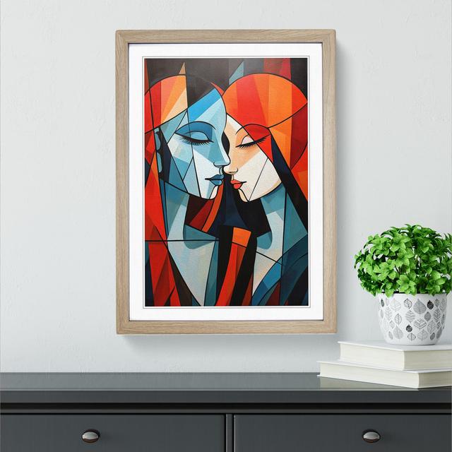 Two Women in Love Geometric Big Box Art Size: 64cm H x 46cm W x 2cm D, Frame Colour: Oak on Productcaster.