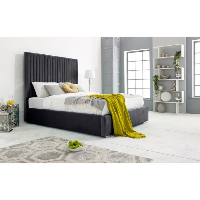 Akerra Upholstered Bed Frame Canora Grey Size: Single (3'), Colour: Steel on Productcaster.