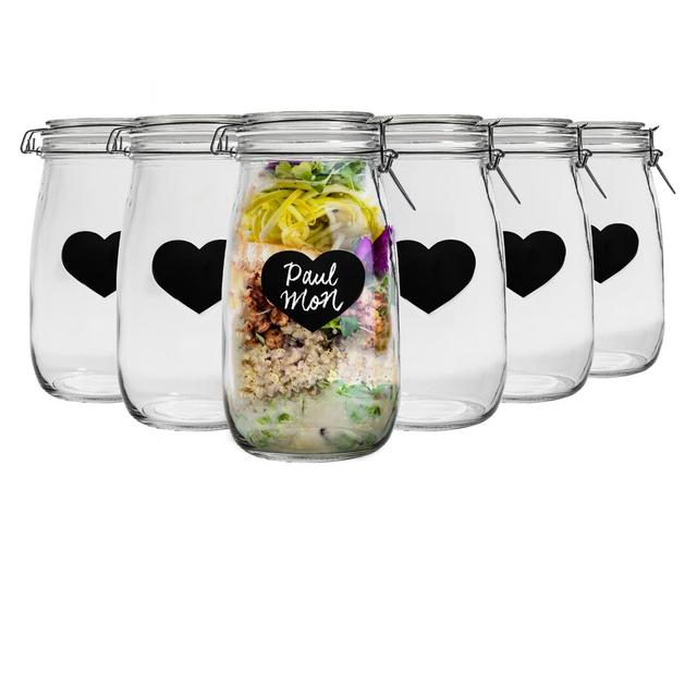 Glass Jar - Set of 6 (Set of 6) Nicola Spring Colour: Clear/White on Productcaster.