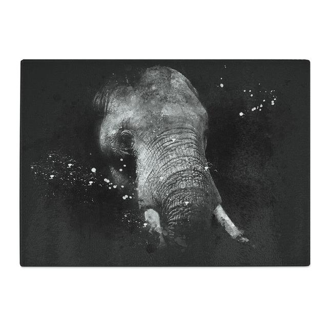 Tempered Glass African Elephant Paint Splash Chopping Board East Urban Home Size: 28.5 cm x 39 cm on Productcaster.