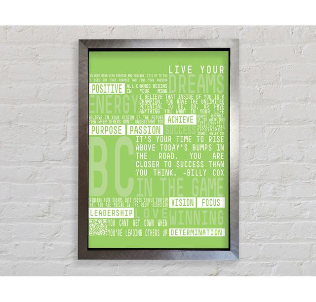 Live Your Dreams Lime Green - Einzelner Bilderrahmen Typografie Bright Star Größe: 118,9 cm H x 84,1 cm B x 3,4 cm T, Farbe: Lindgrün on Productcaster.