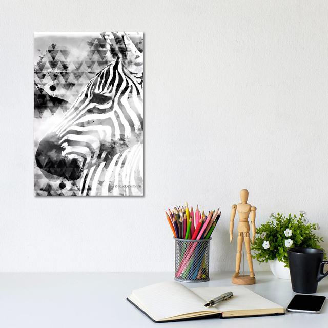 Modern Black & White Zebra by Bluebird Barn - Wrapped Canvas Painting Bloomsbury Market Size: 30.48cm H x 20.32cm W x 1.905cm D on Productcaster.