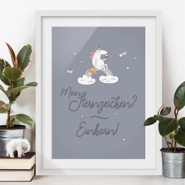 My Sign - Unicorn Picture Frame Graphic Art Print on Paper East Urban Home Frame Options: Matt white, Size: 100 cm H x 70 cm W on Productcaster.