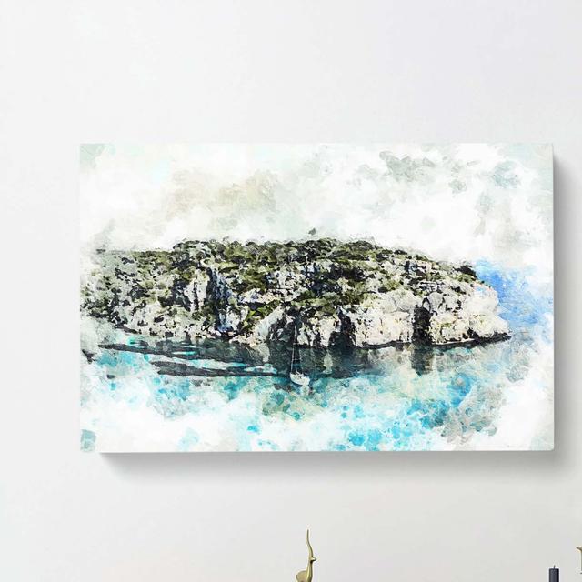 Sailing Boat in Formentera Spain in Abstract - Wrapped Canvas Painting Print East Urban Home Size: 50cm H x 76cm W x 3cm D on Productcaster.