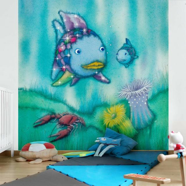 The Rainbow Fish and Two Fish Friends on the Move Wallpaper East Urban Home Size: 1.92m L x 1.92m W on Productcaster.