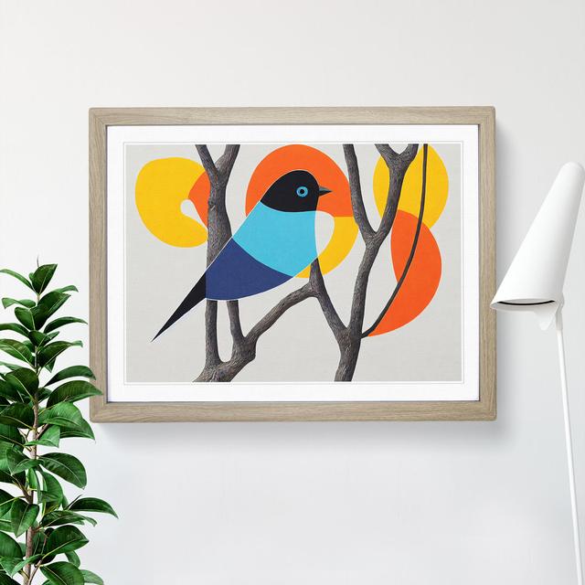 Serene Abstract Bird - Single Picture Frame Painting 17 Stories Size: 25cm H x 34cm W x 2cm D, Frame Colour: Oak on Productcaster.