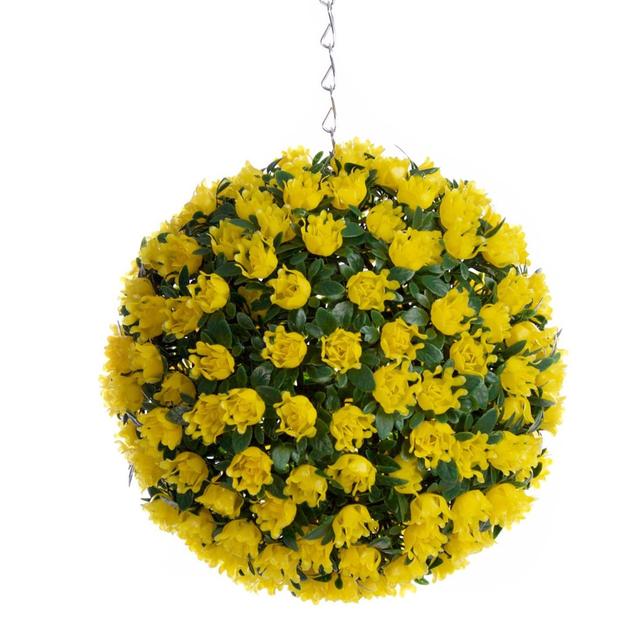 Artificial Flowering Plant The Seasonal Aisle Flower Colour: Yellow, Size: 23cm H x 23cm W x 23cm D on Productcaster.