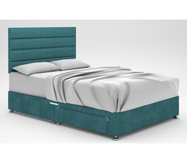 Ikin Divan Bed Base 17 Stories Colour: Teal, Storage Type: 2 Drawers, Size: King (5') on Productcaster.