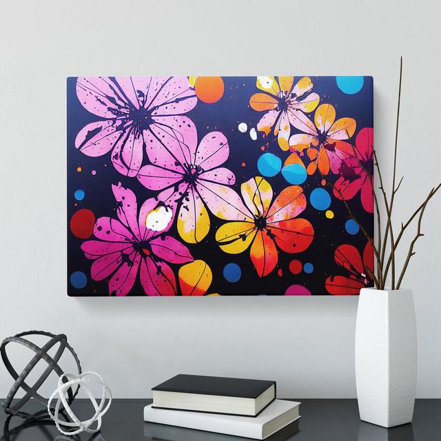 Beaming Flower Splash Abstract - Wrapped Canvas Graphic Art Marlow Home Co. Size: 35cm H x 50cm W x 3cm D on Productcaster.