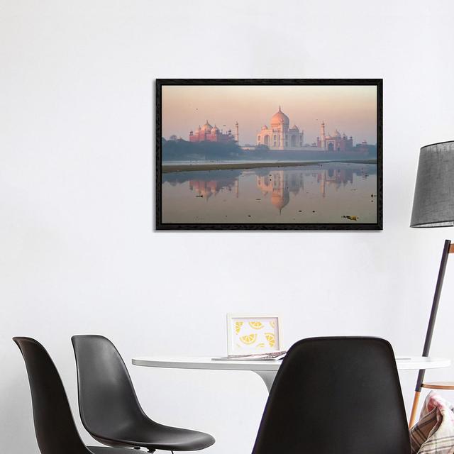 Taj Mahal At Dawn Reflected In The River, India by Matteo Colombo - Gallery-Wrapped Canvas Giclée on Canvas Ebern Designs Size: 66.04cm H x 101.6cm W, on Productcaster.