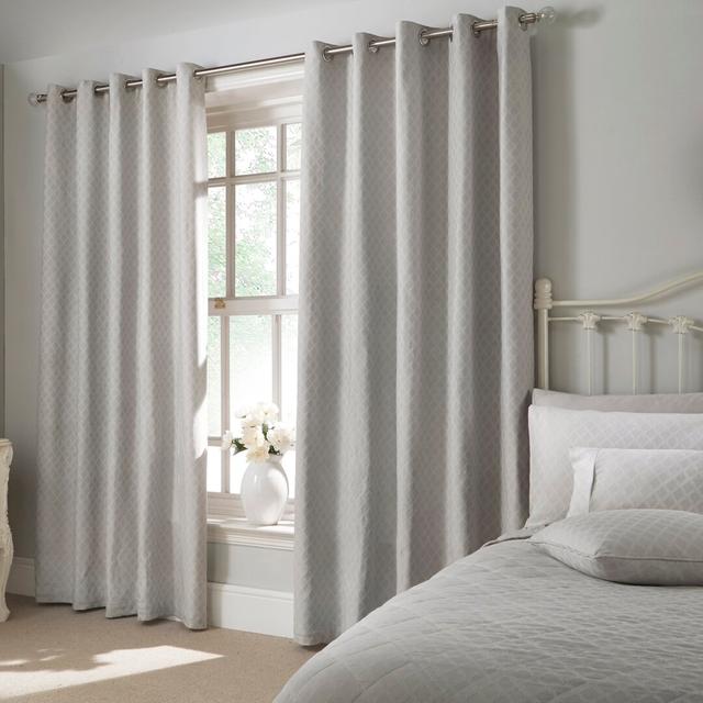 Alejos Cotton Blend Room Darkening Grommet / Eyelet Curtains / Drapes Pair (Set of 2) Ebern Designs Panel Size: 168cm W x 183cm L, Colour: Silver on Productcaster.