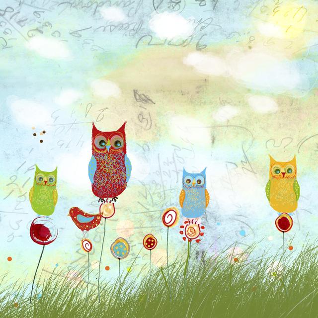 Owl Land by Ingrid Blixt - Wrapped Canvas Painting Harriet Bee Size: 30cm H x 30cm W x 3.8cm D on Productcaster.