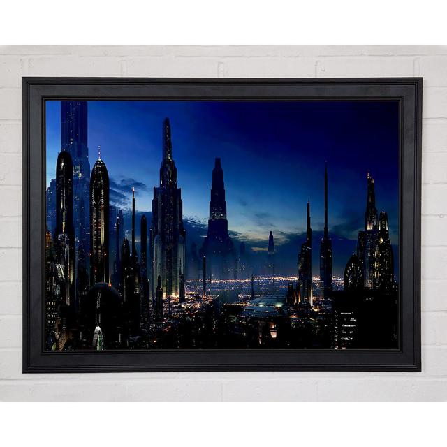 City Of The Future Framed Print Ebern Designs Format: Matte Black Framed Paper, Size: 84.1cm H x 118.9cm W on Productcaster.