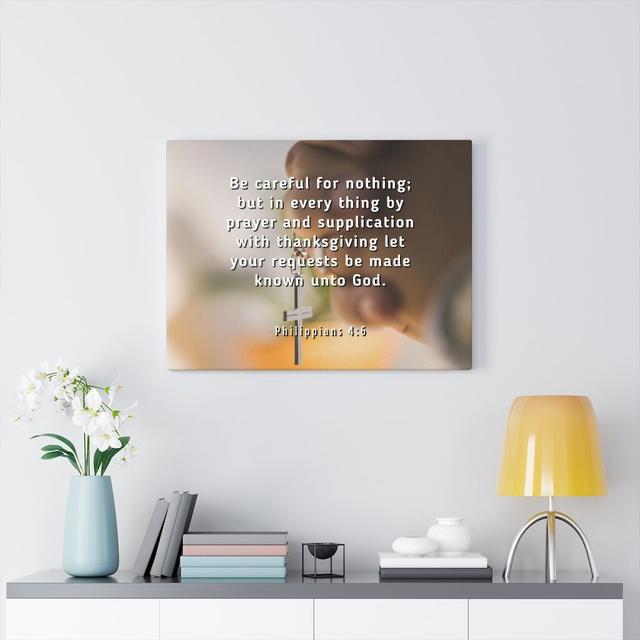 Prayer and Supplication Philippians 4:6 - Wrapped Canvas Typography Blue Elephant Size: 61cm H x 76cm W on Productcaster.