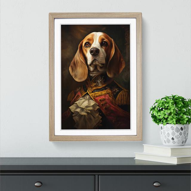 Beagle Baroque - Single Picture Frame Print on Wood Marlow Home Co. Format: Oak Framed, Size: 64cm H x 46cm W x 2cm D on Productcaster.