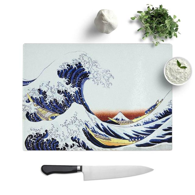 Tempered Glass The Great Wave of Kanagawa by Katsushika Hokusai Chopping Board East Urban Home Size: 28.5 cm W x 20 cm L on Productcaster.