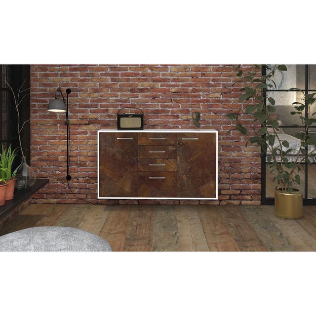 Sideboard Sioux Falls, Farbe: Weiß/Anthrazit, Fliegend/Metallgriffe, Größe: 136x79x35cm Brayden Studio Farbe: Rost/Weiss on Productcaster.