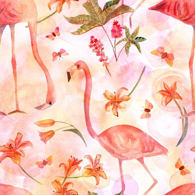 Alkaios Watercolour Flamingo Birds - Wrapped Canvas Painting ClassicLiving Size: 30cm H x 30cm W x 3.8cm D on Productcaster.