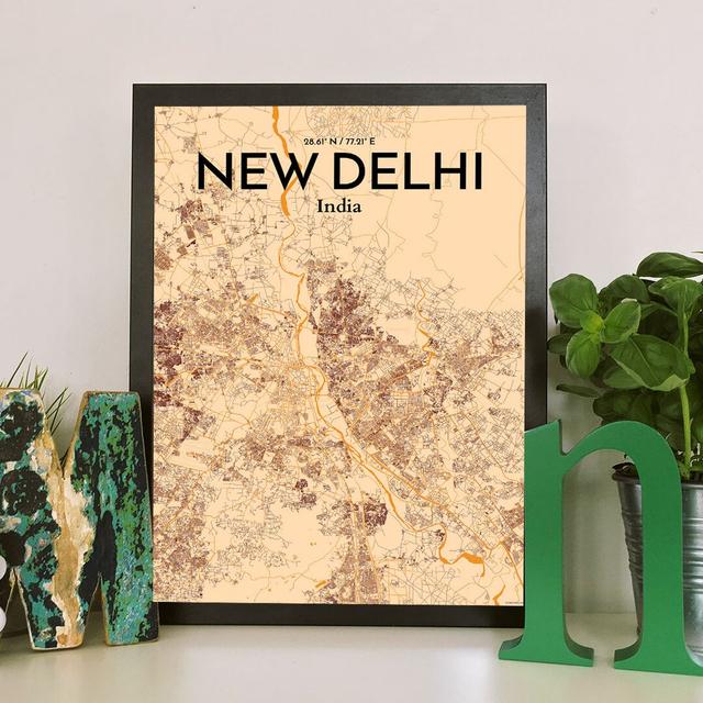 New Delhi City Map - No Frame Print East Urban Home Size: 50.8 cm H x 40.6 cm W x 0.12cm D on Productcaster.