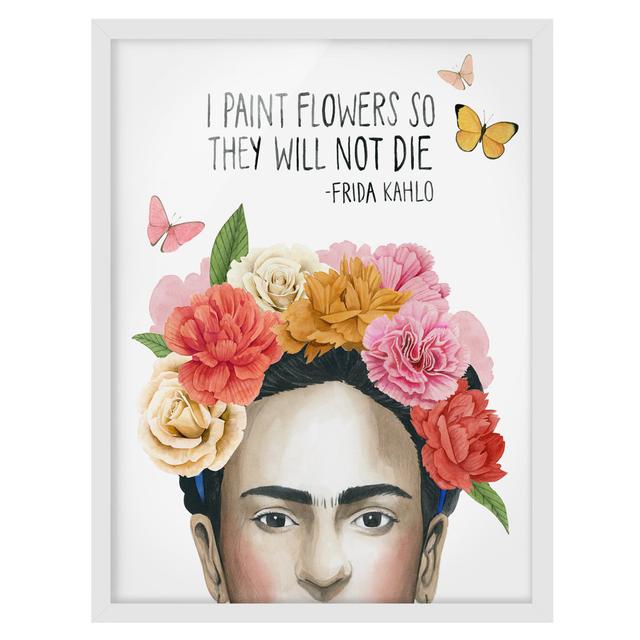 Frida's Thoughts - Flowers - Picture Frame Painting Latitude Vive Frame Option: White Framed, Size: 40cm H x 30cm W x 2cm D on Productcaster.