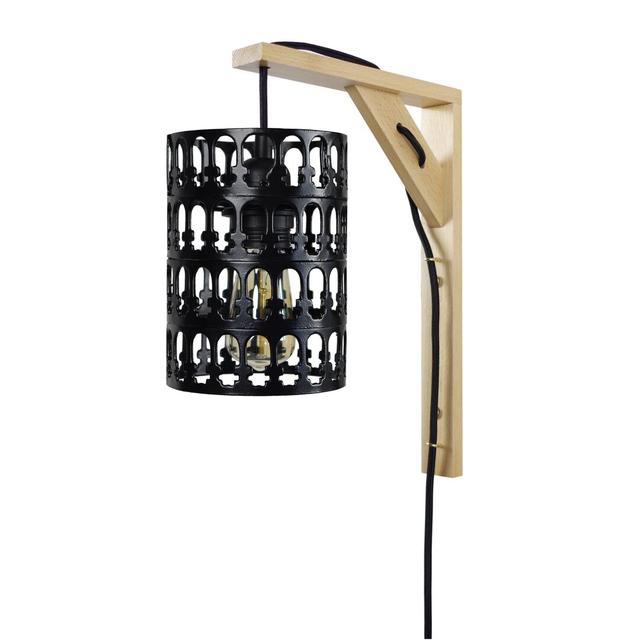 Culbreth Wood Armed Sconce Latitude Run Shade Colour: Black on Productcaster.