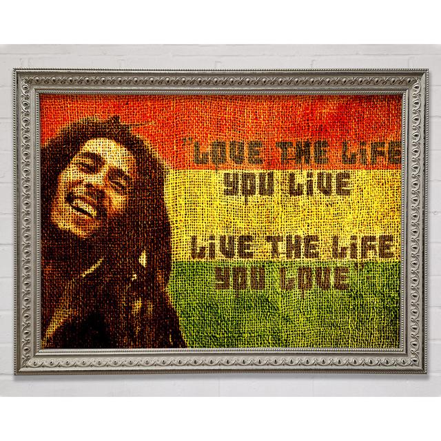 Musik Zitat Bob Marley Love The Life - Einzelbildrahmen Kunstdrucke Bright Star Größe: 29,7 cm H x 42 cm B on Productcaster.