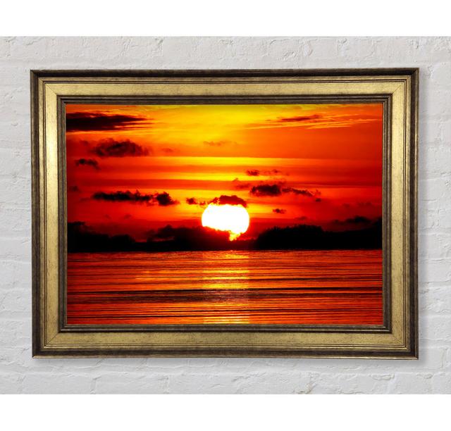 The Red Sunset Framed Print House of Hampton Size: 42cm H x 59.7cm W x 8cm D, Format: Antique Gold Framed Paper on Productcaster.