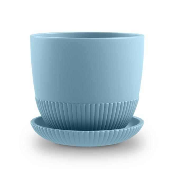 Emaliya Planter 17 Stories Size: 20.1 cm H x 15.2 cm W x 15.2 cm D, Colour: Light Blue on Productcaster.