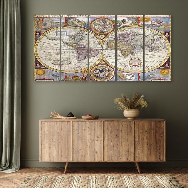 Leinwandbild Old World Map Retro Longshore Tides Größe: 60 cm H x 150 cm B on Productcaster.